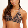 Ibiza Luxe Halter Neck Bikini Top in Tan Zebra (6777129468013)
