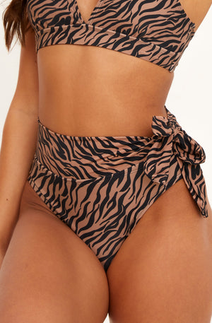 Ibiza Luxe High Waist Bikini Bottoms in Tan Zebra (6773050769517)