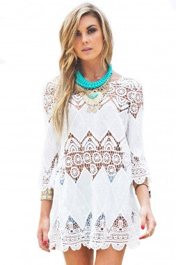 'Clifton' Cream lace cover up - Bikini Genie (8122612615)