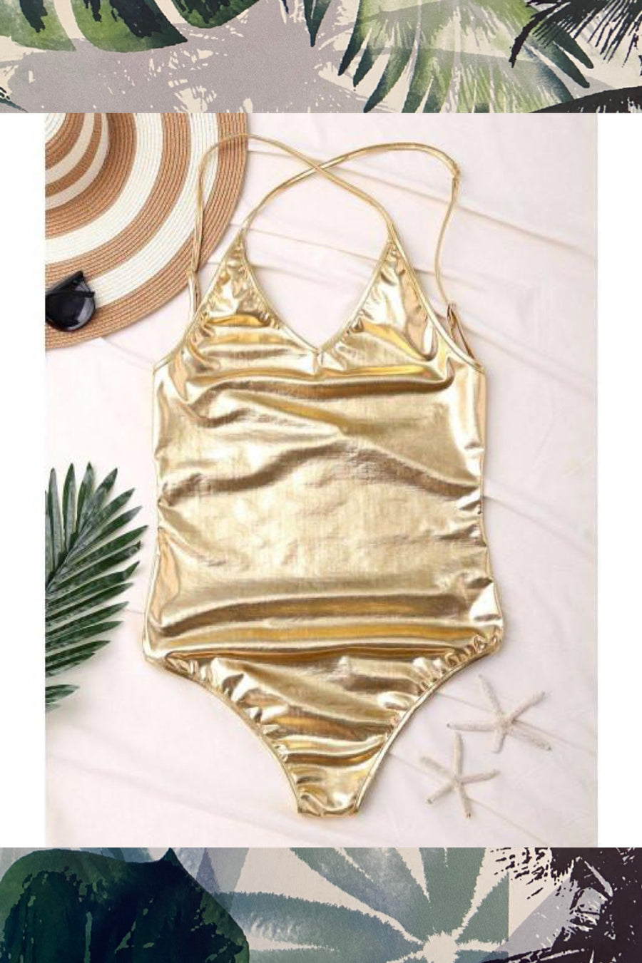 'Queen B ' Gold Metallic One Piece (11331456084)