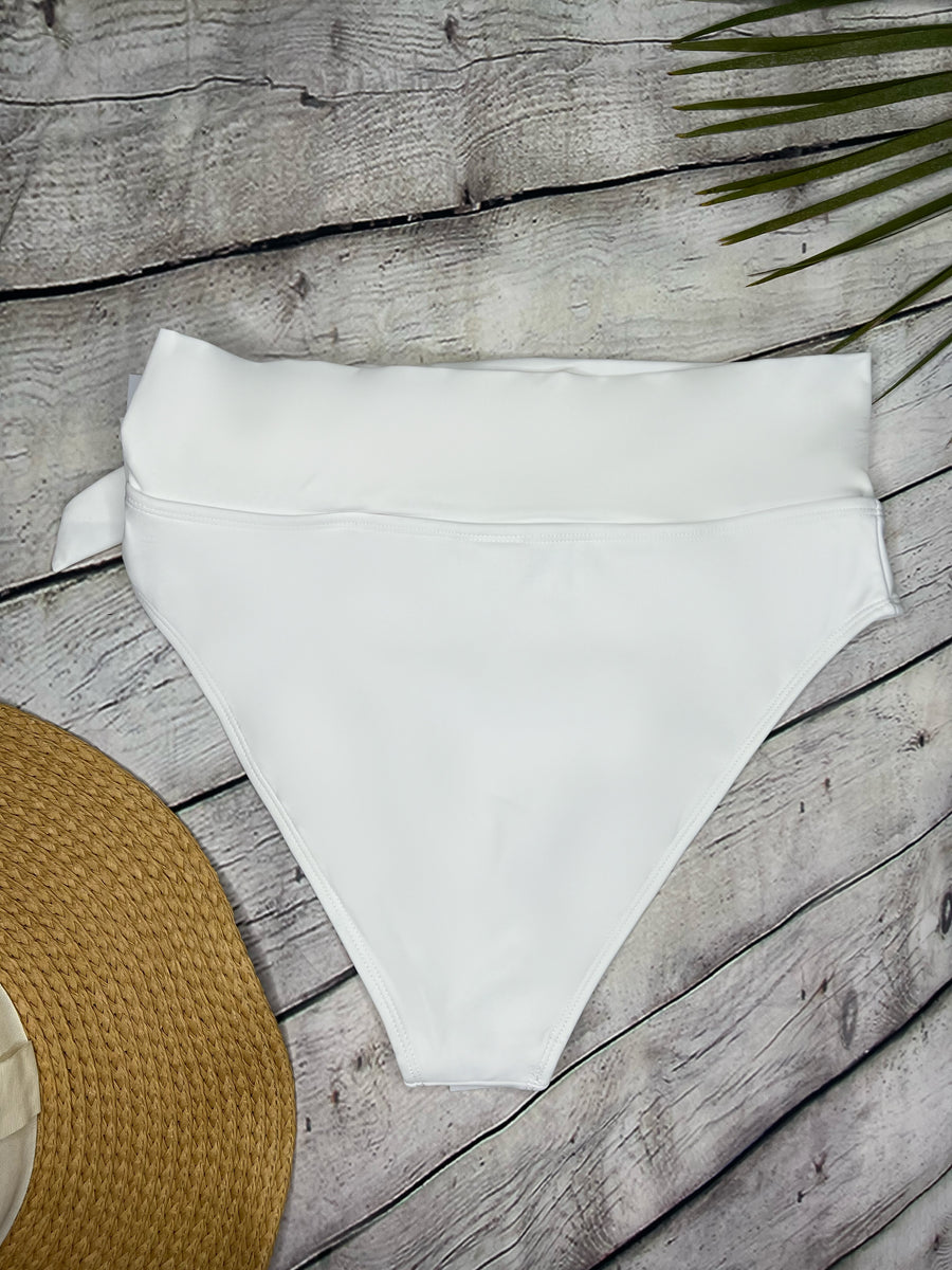 Ibiza Luxe High Waist Bikini Bottoms in White (6773051719789)
