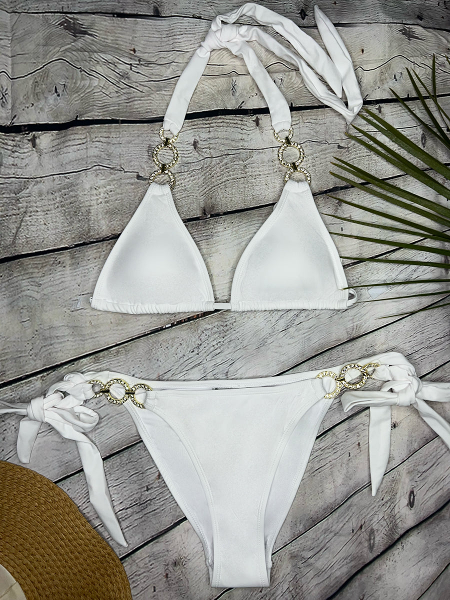 Ibiza Luxe Embellished Bikini in White (6777267257453)