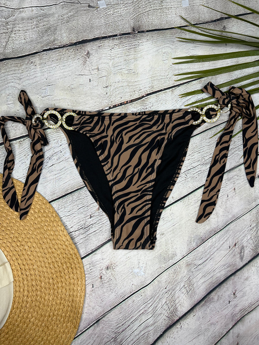 Ibiza Luxe Embellished Bikini in Tan Zebra (6777275154541)