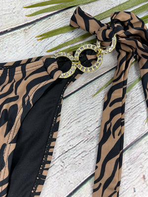 Ibiza Luxe Embellished Bikini in Tan Zebra (6777275154541)