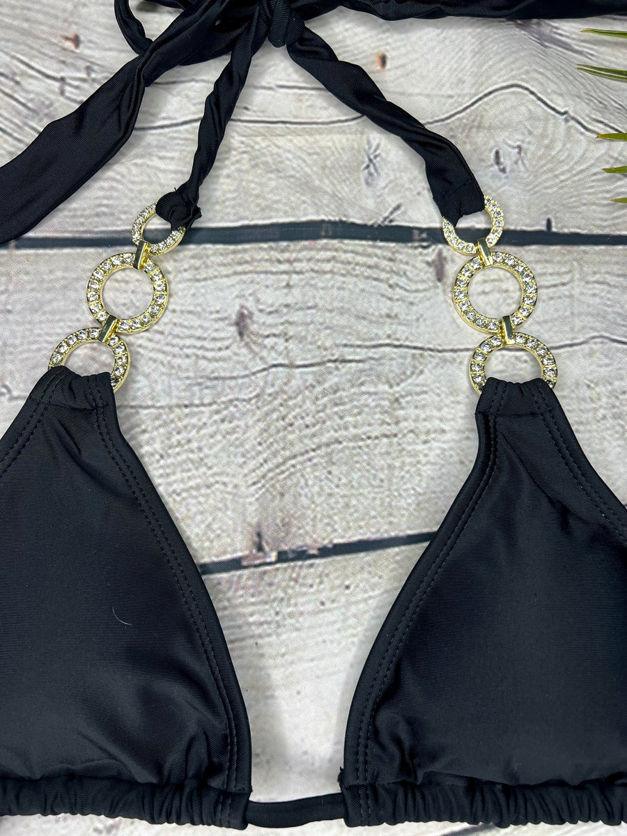 Ibiza Luxe Embellished Bikini in Black (6777266536557)