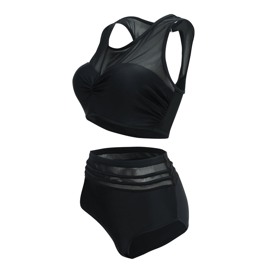 'Serena'  High Waist Bikini -black- Curve Range - Bikini Genie (42937090068)