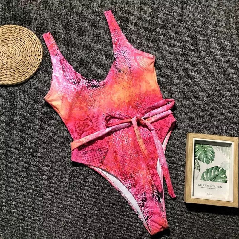 ‘Peaches’ snakeskin One Piece - Bikini Genie (3947057283181)