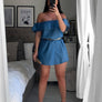‘Daisy’ denim style Bardot dress (4439717675117)