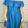 ‘Daisy’ denim style Bardot dress - Bikini Genie (4439717675117)